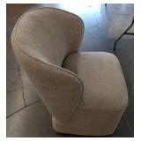 Modern Curved Accent Rolling Chair in Light Gray Linen