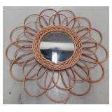 Vintage Rattan Sunburst Wall Mirror