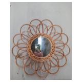 Vintage Rattan Sunburst Wall Mirror