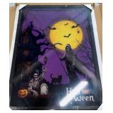 Spooky Halloween Scene Light-Up Art Frame sell as is