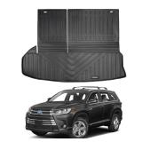 Vanseno Cargo Liners Compatible fit Toyota Highlander 2014 2015 2016 2017 2018 2019 Trunk Mat with Backrest Mat for 7Seat Highlander Accessories(2014-2019Highlander Cargo Liner with backrest mat)