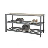 TRINITY 3-Tier Shoe Bench - Slate Gray - Retail: $116