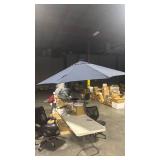 Best Choice Products 10ft Solar Polyester LED Lighted Patio Umbrella w/Tilt Adjustment and UV-Resistant Fabric - Navy Blue - Retail: $0