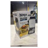 Ninja BW1001 NeverStick PRO Belgian Waffle Maker, Vertical Design, 5 Shade Settings, with Precision-Pour Cup & Chef-curated Recipe Guide, Black & Silver - Retail: $100