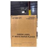AJM Packaging PP9GRAWH Paper Plates, 9-Inch Diameter, White, 100/Pack, 12 Packs/Carton - Retail: $0