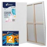 2 pack Artkey Stretched Canvas  24 x36 -2 Pack  Triple Primed Acid-Free 122% Cotton Blank Canvas for Painting  Gift for Adult & Kids 3-15 Years Old - Retail: $54