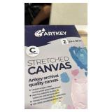 2 pack Artkey Stretched Canvas  24 x36 -2 Pack  Triple Primed Acid-Free 122% Cotton Blank Canvas for Painting  Gift for Adult & Kids 3-15 Years Old - Retail: $54
