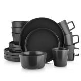 Stone Lain Celina 16-Piece Dinnerware Set Stoneware  Black Matte (SET IS FACTORY SEALED) - Retail: $168