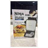 Ninja BW1001 NeverStick PRO Belgian Waffle Maker, Vertical Design, 5 Shade Settings, with Precision-Pour Cup & Chef-curated Recipe Guide, Black & Silver - Retail: $0