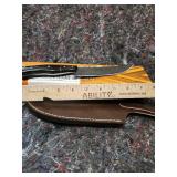 Handcrafted Steel Hunting Knife with Leather Sheath - Some handle damage