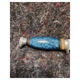 Handcrafted Steel Hunting Knife with Blue Stabilized Handle