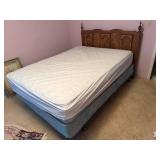 QUEEN SIZE BED (CLEAN) W/ HEADBOARD, BOX SPRING, MATTRESS, MATTRESS PAD- USB