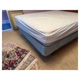 QUEEN SIZE BED (CLEAN) W/ HEADBOARD, BOX SPRING, MATTRESS, MATTRESS PAD- USB