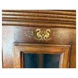 ANTIQUE EARLY CENTURY GRANDFATHER CLOCK WOOD W/ WEIGHTS, CHAINS, WINDING KEY- FR