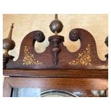 ANTIQUE EARLY CENTURY GRANDFATHER CLOCK WOOD W/ WEIGHTS, CHAINS, WINDING KEY- FR
