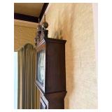 ANTIQUE EARLY CENTURY GRANDFATHER CLOCK WOOD W/ WEIGHTS, CHAINS, WINDING KEY- FR