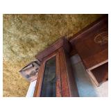 ANTIQUE EARLY CENTURY GRANDFATHER CLOCK WOOD W/ WEIGHTS, CHAINS, WINDING KEY- FR