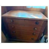 ANTIQUE 4 DRAWER OAK CHEST 32" W X 19" D X 28" H- DR