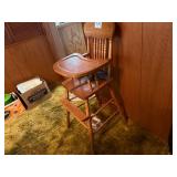 OAK REPRODUCTION HIGH CHAIR W/ WOOD TRAY- DR