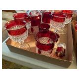 Indiana Glass Diamond Point Ruby Glass 8 pc