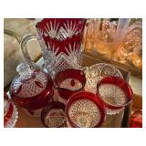 Indiana Glass Diamond Point Ruby Glass 8 pc