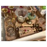 CANDLESTICKS X 6/ SMALL KEROSENE LAMPS (SMALL) X 2 FLAT- FR