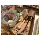 CANDLESTICKS X 6/ SMALL KEROSENE LAMPS (SMALL) X 2 FLAT- FR