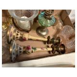 CANDLESTICKS X 6/ SMALL KEROSENE LAMPS (SMALL) X 2 FLAT- FR