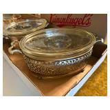 CASSEROLE DISHES W/ METAL STANDS- FRT