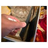 GLASSWARE MISCELLANEOUS BOX W/ 2 MIRRORS, (8 pcs)- FRT