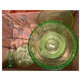 URANIUM GLASS BOWL/ CUP/ SAUCER & MORE x 5 pcs.- FRT