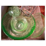 URANIUM GLASS BOWL/ CUP/ SAUCER & MORE x 5 pcs.- FRT