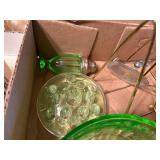 URANIUM GLASS BOWL/ CUP/ SAUCER & MORE x 5 pcs.- FRT