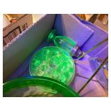 URANIUM GLASS BOWL/ CUP/ SAUCER & MORE x 5 pcs.- FRT