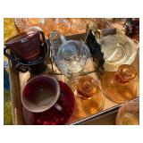 GLASSWARE MISCELLANEOUS FLAT W/ CREAM & SUGAR/ CANDLESTICKS/CUP/SAUCER X 11- FRT