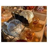 GLASSWARE MISCELLANEOUS FLAT W/ CREAM & SUGAR/ CANDLESTICKS/CUP/SAUCER X 11- FRT