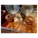 GLASSWARE MISCELLANEOUS FLAT W/ CREAM & SUGAR/ CANDLESTICKS/CUP/SAUCER X 11- FRT