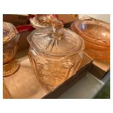 PINK DEPRESSION GLASSWARE CANDY DISHES X 3- FRT