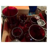 AVON RUBY RED STEMWARE, VASES & MISC X 20 PCS- FRT