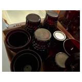 RUBY RED GLASSWARE PITCHER & MISC X 13 PCS- FRT