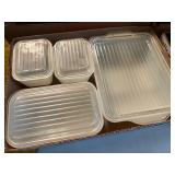 ANTIQUE PYREX TURQUOISE AMISH BUTTERPRINT  4PCS W/ LIDS- FRT