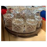 GLASS DECANTER SET W/ 8 GLASSES/ TRAY & DECANTER- FRT