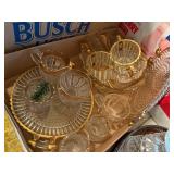 GLASSWARE W GOLD RIMS FLAT BOWLS/ PLATE/ CREAM & SUGAR & MORE X 13 PCS- FRT