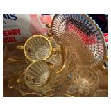 GLASSWARE W GOLD RIMS FLAT BOWLS/ PLATE/ CREAM & SUGAR & MORE X 13 PCS- FRT