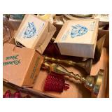 CANDLESTICKS WITH RED GLASS VOTIVE/ BOWL SET FLAT- FRT