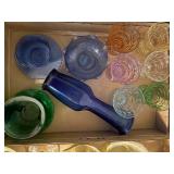 GLASSWARE MISCELLANEOUS W/ BLUE BUD VASE X 11PCS- FRT