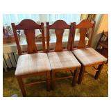 UPHOLSTERED SEAT WOOD CHAIRS X 3- FR