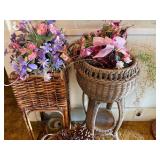 WICKER PLANT STAND/ BASKET W/ PINE CONES- H