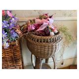 WICKER PLANT STAND/ BASKET W/ PINE CONES- H