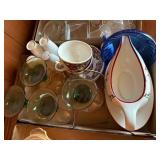 GRAVY DISH/ 4 STEMWARE/ SALT & PEPPER MISCELLANEOUS GLASSWARE- DR